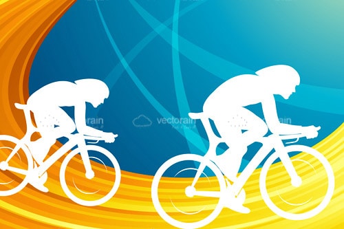 Cyclists Silhouettes on Abstract Background
